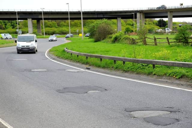 Filled-in potholes along the A283 close to the Shoreham Flyover. Pic Steve Robards